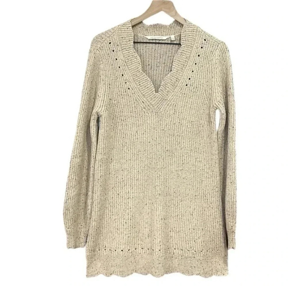 Soft Surroundings Elani Scalloped Edges Knit Sweater Tan Size Small - Picture 13 of 15
